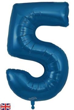 Oaktree 34inch Number 5 Metallic Navy Blue - Foil Balloons